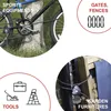 Collage of images showing different applications of a cable lock, including securing sports equipment, gates/fences, tools, and garden furniture. Podgląd zdjęcia produktu
