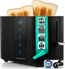 A black toaster with two slices of toast in it, set against a white background with marketing labels. Anteprima dell’immagine prodotto