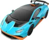 A top-down view of a blue and orange Lamborghini Huracan STO toy car. Produktbild-Vorschau