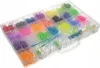 A clear, well-lit image of a plastic organizer box filled with colorful rubber bands and loom tools. Náhľad obrázku produktu
