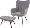 A gray fabric armchair and ottoman are shown against a white background. Náhled obrázku produktu