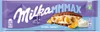 A Milka Crispy Joghurt chocolate bar packaging with a depiction of the product and mountains. Voir les images du produit