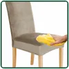 Stuhlhusse Stretch Beige - Samt - Universal - Esszimmer Produktbild-Vorschau 2