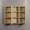 A wooden cabinet with multiple shelves mounted on a gray wall. Produktbild-Vorschau