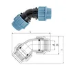 Unidelta PP Winkel 45° 63mm mit Klemmverschraubung für PE Produktbild-Vorschau 3