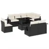 9-tlg. Garten-Sofagarnitur mit Kissen Schwarz Poly Rattan Produktbild-Vorschau 1