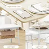A collage of images showing a dining set with chairs and a bench, highlighting its features and storage. Náhled obrázku produktu