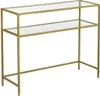 Gold Konsolentisch - Modern 2 Regale aus gehärtetem Glas Produktbild-Vorschau 1