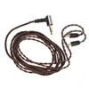 A close-up shot of a brown audio cable with a right-angle 3.5mm jack and two detachable earphone connectors. Náhled obrázku produktu