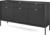 A black sideboard with fluted doors and gold handles, shown from a three-quarter angle on a white background. Produktbild-Vorschau