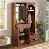 Kompaktgarderobe mit Spiegel und Sitzbank,Flurgarderobe mit Produktbild-Vorschau 8
