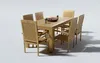 A teak garden dining set with a table and six chairs, presented on a white background. Produktbild-Vorschau