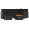 vidaXL 7-tlg. Garten-Sofagarnitur mit Kissen Schwarz Poly Produktbild-Vorschau 1