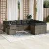 10-tlg. Garten-Sofagarnitur mit Kissen Grau Poly Rattan Produktbild-Vorschau 2