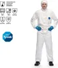 A person wearing a white disposable protective suit. Anteprima dell’immagine prodotto