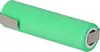 A single green cylindrical battery with silver metal contacts on both ends, set against a white background. Produktbild-Vorschau