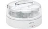 A white yogurt maker with six glass jars and clear lids, placed on a white background. Produktbild-Vorschau