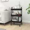 3-Etagen-Wagen Schwarz 43x34x79 cm Stahl Produktbild-Vorschau 2