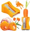 A collage of a vegetable peeler and decorated vegetables. Produktbild-Vorschau