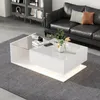 Sweiko Hochglanz-weißer Couchtisch 100x50x32 cm - mit Produktbild-Vorschau 2