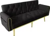 A black velvet sofa with gold legs is shown against a white background. Anteprima dell’immagine prodotto