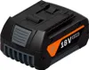A cordless power tool battery pack shown from a diagonal angle against a white background. Produktbild-Vorschau