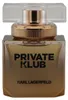 Karl Lagerfeld Private Klub Eau de Parfum 45 ml, goldbrauner Glasflakon mit transparenter rechteckiger Kappe und roségoldfarbenem Flaschenhals. Náhled obrázku produktu
