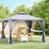 Pavillon mit Doppeldach,3x3m Wasserdicht Stabil Winterfest Produktbild-Vorschau 2