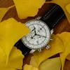 A chronograph watch is surrounded by yellow ginkgo leaves on a wooden surface. Náhled obrázku produktu