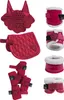 A collage of equestrian accessories for ponies in a pink/red color scheme. Náhľad obrázku produktu