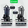 Two sump pumps are shown on scales, with digital readouts indicating their weights. The brand logo is visible at the top. Náhled obrázku produktu