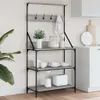 Design Möbel Bäckerregal mit Haken 4 Böden Grau Sonoma Produktbild-Vorschau 1