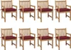Gartenstühle 8 Stk. mit Weinroten Kissen Massivholz Teak Produktbild-Vorschau 1