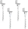 Four galvanized L-shaped post anchors with screw bases are arranged in a grid against a white background. Voir les images du produit