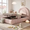 Lit enfant 90x200 cm, revêtement en velours rose, lit Voir les images du produit 5