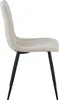A side view of a single beige dining chair with black legs against a white background. Produktbild-Vorschau