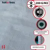 A close-up of a silver fabric tarp with various icons and text highlighting its features. Produktbild-Vorschau