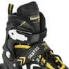 Close-up of a black and yellow roller skate. Voir les images du produit