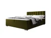 A bed with a headboard and bedding, shown against a white background. Produktbild-Vorschau