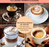 A collage of four different coffee drinks and coffee beans. Náhľad obrázku produktu