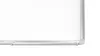 A close-up view of the bottom right corner of a whiteboard with a silver aluminum frame. Produktbild-Vorschau