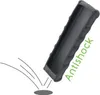 A black antishock cover for a remote control is shown falling towards a surface, with lines indicating impact. Anteprima dell’immagine prodotto