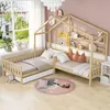 L-Baumhausbett aus Massivholz mit Schubladen und Regalen – Produktbild-Vorschau 4