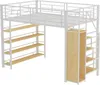 Hochbett, 140x200 cm, Metallbett mit Lattenrost, Regal, Produktbild-Vorschau 7