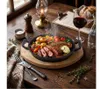 Gusseisen Servierpfanne 22 cm mit Holzbrett Untersetzer | Produktbild-Vorschau 2