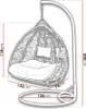 A line drawing of a hanging chair with dimensions indicated. Náhled obrázku produktu