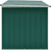 A green garden box with a gray roof, shown from the front against a white background. Produktbild-Vorschau