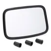 A rectangular mirror with a black frame and three black cylindrical accessories on a white background. Anteprima dell’immagine prodotto