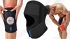 A collage of images showing a knee brace, a close-up of the knee brace, and a man holding his knee in pain. Produktbild-Vorschau