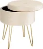 Tabouret avec coffre de rangement aspect velours Voir les images du produit 1